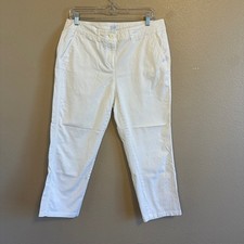 Crown Ivy Women's Charlotte White Capri Cropped Cotton Stretch Pants 10
