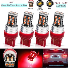7443 7440 LED Bulbs 4 Red 15-LED Non-Polarity for Brake Tail Turn Signal Lights