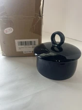 Butter Bell Sweeze 4” crock butter keeper cobalt blue ring handle Brand New