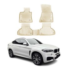 OMAC Gummimatten Fu�matten f�r BMW X6 F16 F86 2014-2019 TPE Automatten Beige 4x