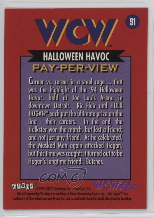 1995 CARDZ WCW Main Event Pay-Per-View Hulk Hogan Ric Flair #91 - Image 2 of 2