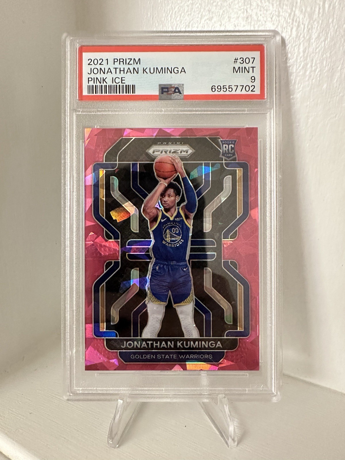 2021 Panini Pink Ice Prizm #307 Jonathan Kuminga Warriors RC Rookie PSA 9