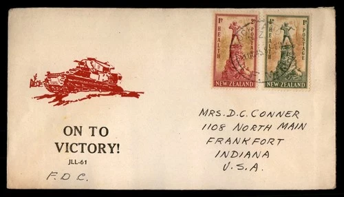 Mayfairstamps New Zealand FDC 1945 Health Stamps Statue Tank First Day Cover aaw
