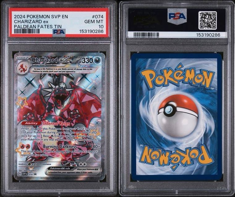 2024 Pokemon Charizard ex SVP 074 Paldean Fates Tin Promo PSA 10 Gem Mint