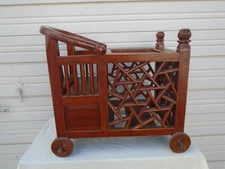 Asian Fretwork Baby Stroller Carriage Minder Chinoiserie Chippendale Plant Stand