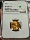 1953-S Lincoln Head Wheat Cent NGC MS 66 RD Red San Francisco Mint GEM BU Nice!