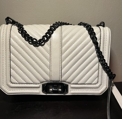 Rebecca Minkoff Chevron Quilted Bone Crossbody Bag Very Clean Nice!