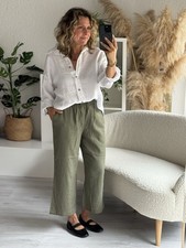 FREE/QUENT LAVA 7/8 Leinen Hose Khaki FLECHTE...