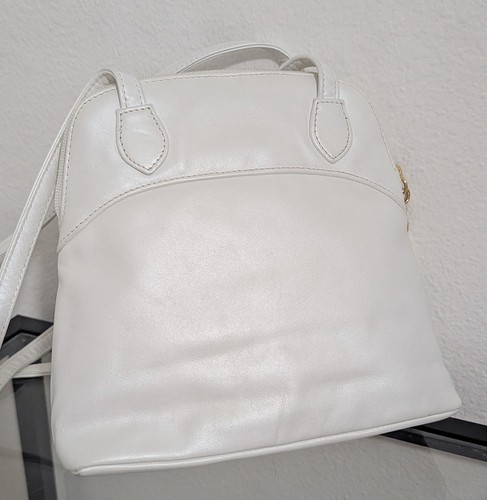 Rare Vintage 1980's Liz Claiborne Pure Leather Pearl White Tote Bag Excellent - Picture 4 of 13