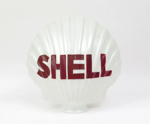 Vintage Original 1930s 1940s Shell Milk Gas Pump Globe Hand Painted Red Writing