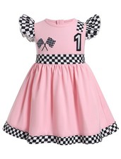 Kids Baby Race Car Driver Dress Girls Fast One Birthday Outfit 1st Birthday P...
