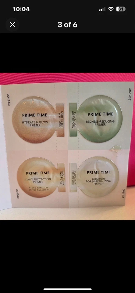 2 BAREMINERALS PRIME TIME FACE PRIMERS - 4 COLORS/SAMPLE - Redness Hydrate Daily - Image 3 of 4