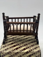 Vintage CONCORD Dollhouse Rocking Wooden Cradle Crib Bassinet 1:12 Scale