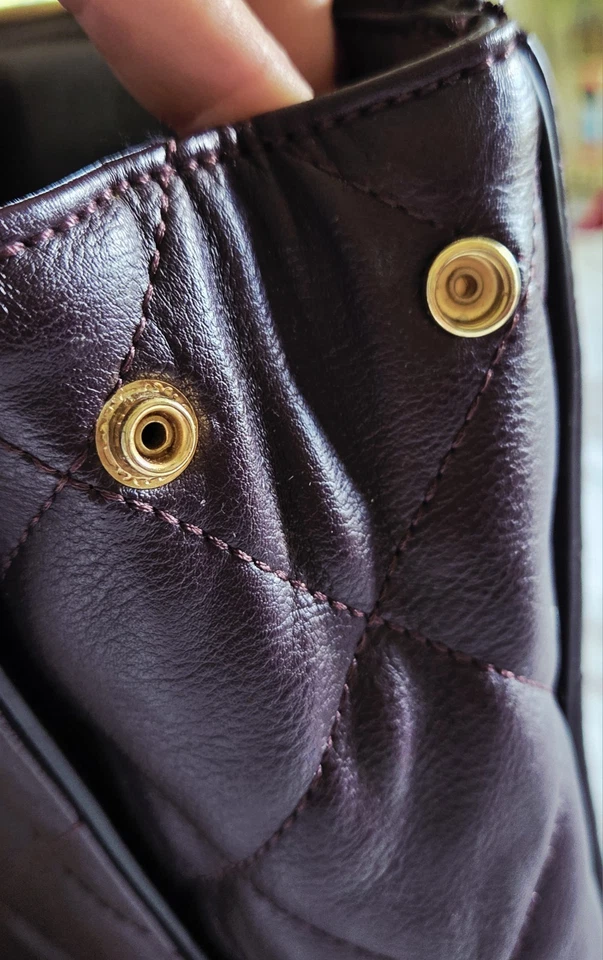 Bolso de Hombro Aldo Katty Bordo Cartera Púrpura Acolchado Dorado Cadena Eslabón Doble Correa Foto 4 de 4