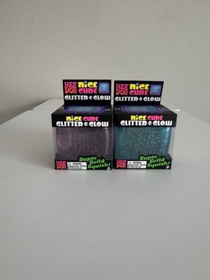 NeeDoh Nice Cube Glitter & Glow Lot of 2 New Sealed Squish Toy