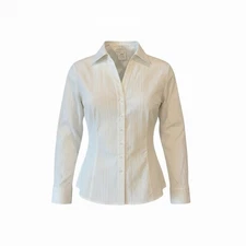 French Dressing FDJ White Cotton Blend Causal Button Up Sz 14 Blouse 