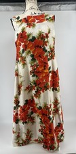 Vintage 60 s Hawaiian Maxi Hibiscus Floral Aloha Tropical Women s Dress Size 10