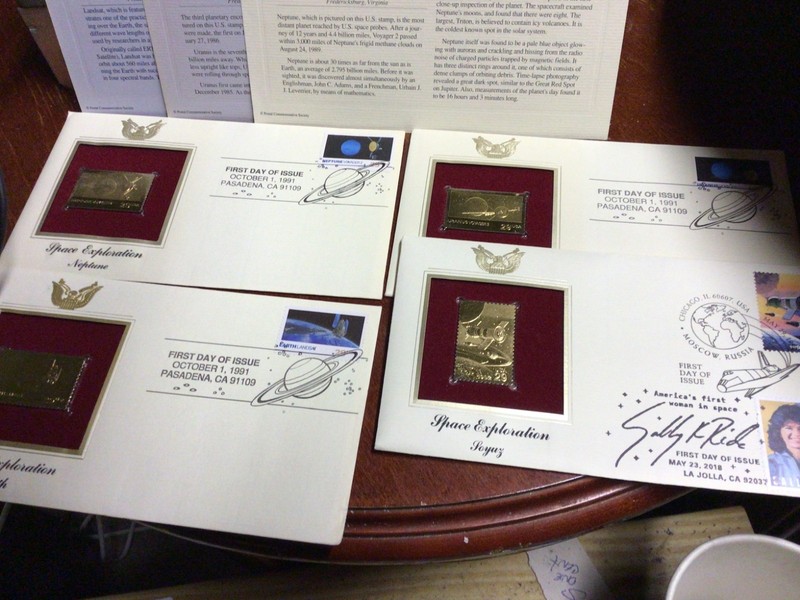 4- SPACE FIRST DAY ISSUE COVERS  WITH GOLD PLATED  FLAT