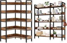 Corner Bookshelf 5 Tier Corner Book Bookcase L Shaped Storage Display Shelf