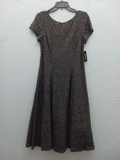 SLNY Women's Fit & Flare Knee Length 8 Black Sequined Lace Cocktail Dress Party