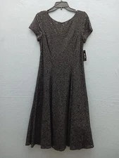 SLNY Women's Fit & Flare Knee Length 8 Black Sequined Lace Cocktail Dress