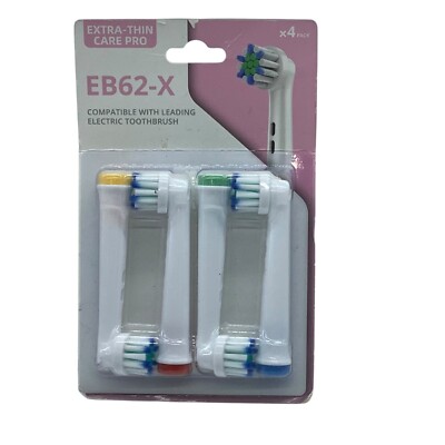 EB62-X Extra-Thin Care Pro Electric Toothbrush Replacement Heads 4-Pack NEW