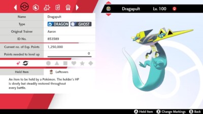 Shiny Dragapult (3IV + Hypertained) für Pokemon Schwert und Schild + Reste