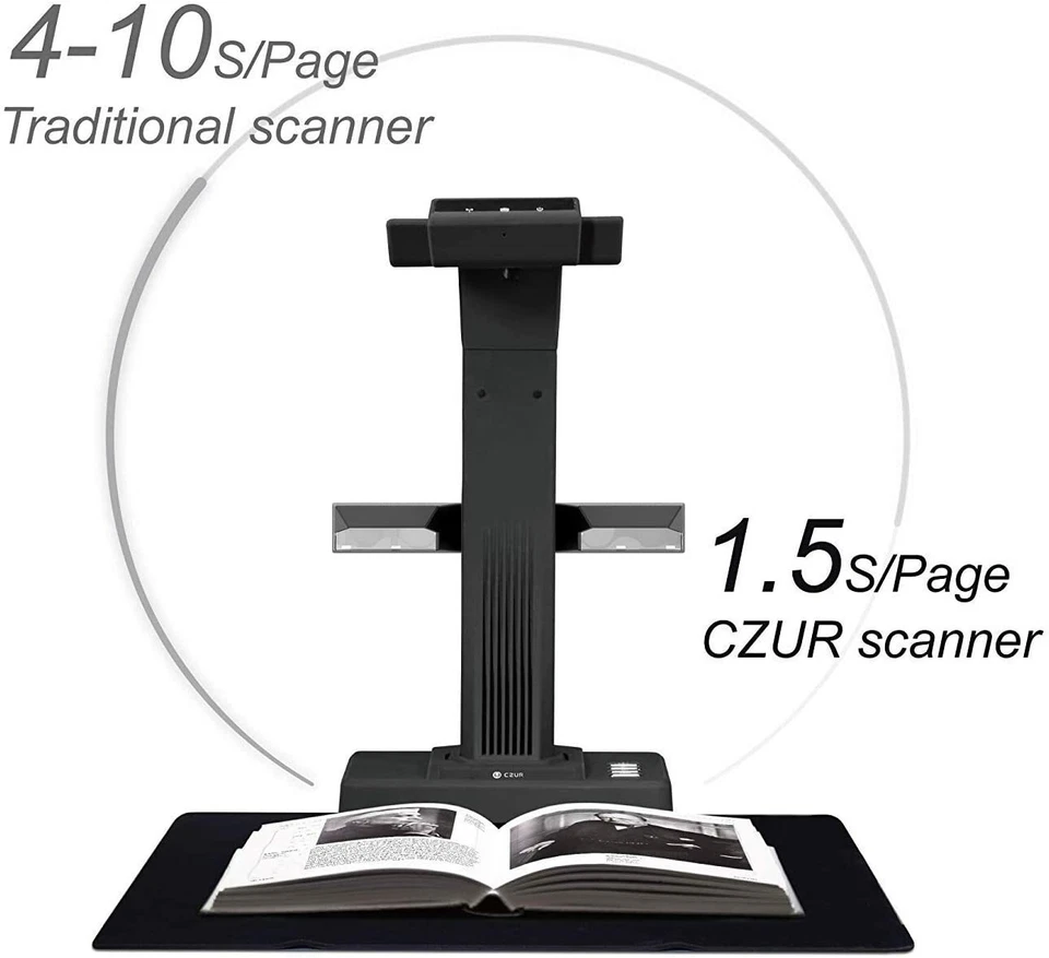ET 25 PRO CZUR A3 SCANNER PLANETARIO PER LIBRI , DOC., FOTO. CMOS, 25MP, 330DPI - Immagine 3 di 4