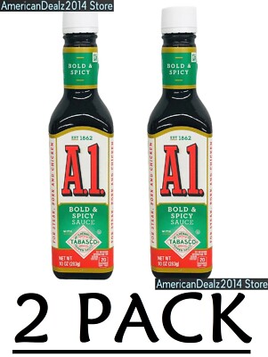 2 PACK - A1 Steak Sauce Bold & Spicy Tabasco Flavor 10 oz (Total 20 oz)