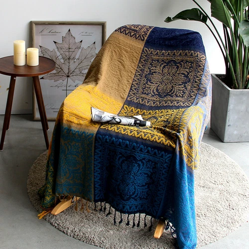 86 x 102" Vintage Bohemian Tapestry Sofa Throw Blanket Anti-slip Rugs Rural Sale - Picture 31 of 36