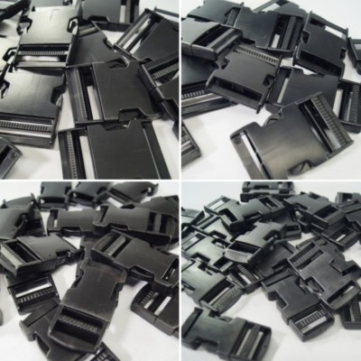 25mm Black Plastic Side Release Buckles Fasteners Webbing Bags Straps x1 To x100