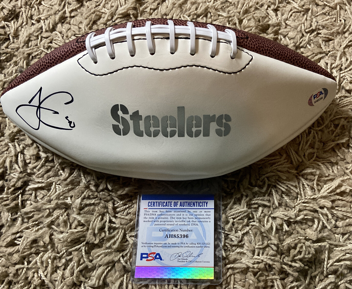 James Conner Autographed Football Pittsburg Steelers Pitt Ball NFL PSADNA COA