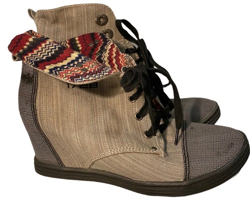 Gray Wedge Ankle Boots Booties Lace-Ups 