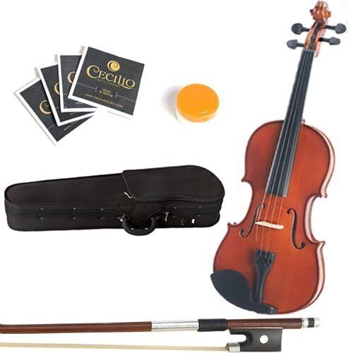 Mendini 16-Inch Varnish Solid Wood Viola w/ Case, Bow, Rosin, Bridge, Strings