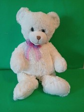 First and Main Teddy Bear White Plush Lovey Toy 1786 Dean 14-15 Inches