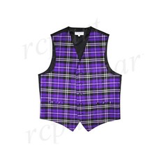 New Men's Formal Tuxedo Vest Waistcoat only plaids checks Purple prom wedding