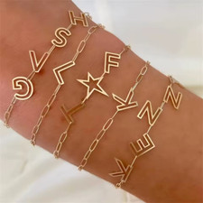 Customized Name Bracelet Jewelry Hollow Letters Charm Chain Jewelry Symbols Gold