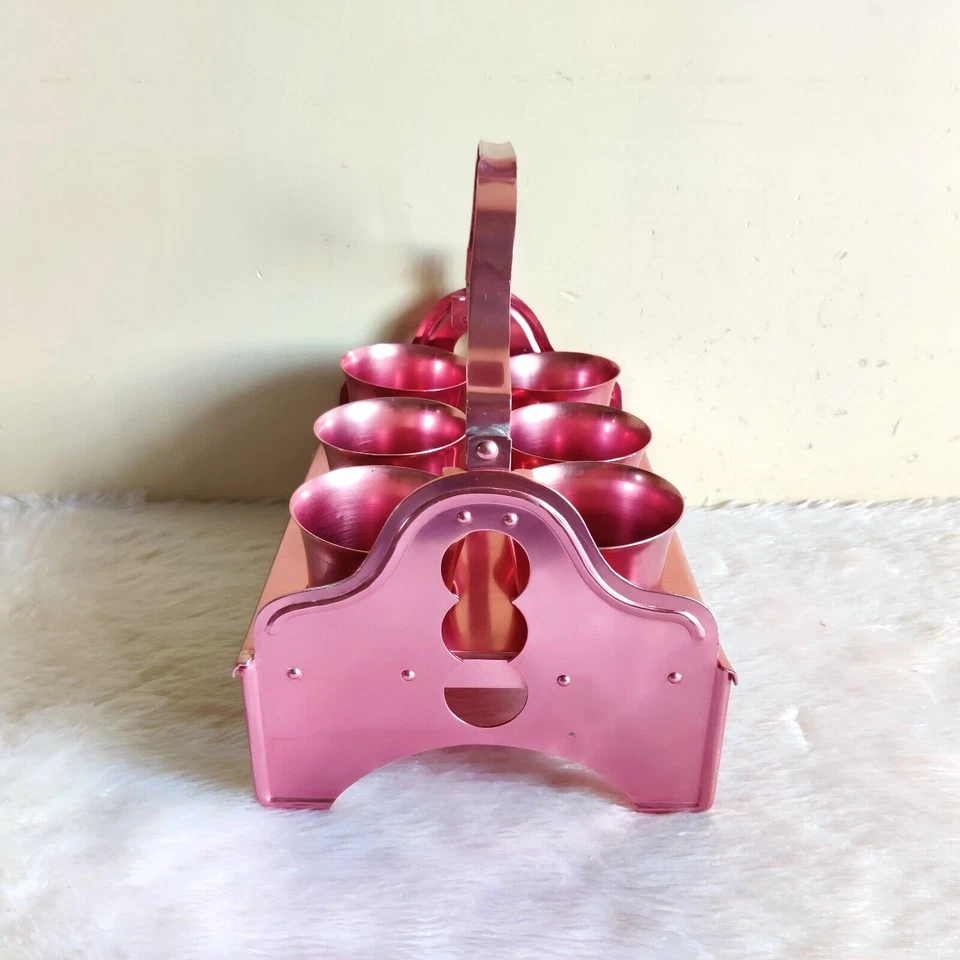 Vaso de 6 quilates vintage The Crown de aluminio color rosa años 50 coleccionables M725 Foto 2 de 4