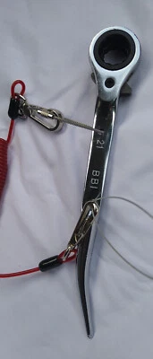 BBI Scaffold Spanner Ratchet Podger Steel 12" flat wrench 19 & 21mm & Tools Lanyard