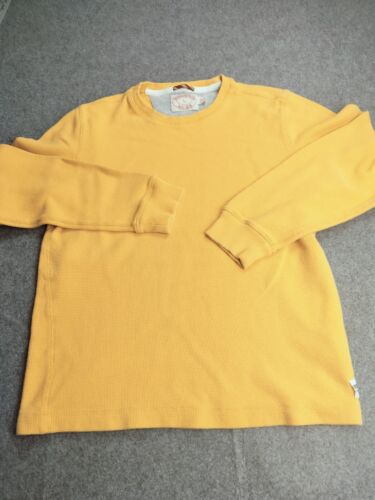 Brooks Brothers Sweater Men Large Yellow Waffle Knit Crew Casual Basic Outdoor