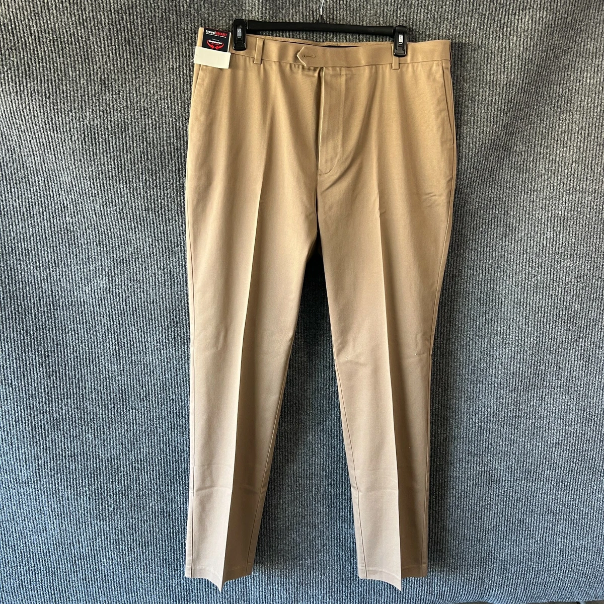 Roundtree u0026amp; Yorke Pants Mens 46x34 Chino Khaki Brown Slacks Casual  Travel 46B | eBay