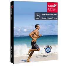 Koala Ultra Premium Glossy Photo Paper 8.5x11 Inch 50 Sheets 72lb Waterproof