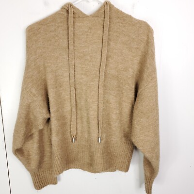 HM Sweater Womens XS Hooded Sweatshirt Tan Soft Cozy Tan Drop Shoulder Comfy