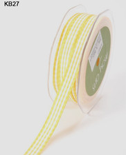 3/8 Inch Solid Checkered Ribbon - May Arts - KB27 - Yellow/White - 5 yards