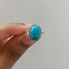 Turquoise Women Ring Solid 925 Silver Dainty Ring Handmade Ring All Size SR32