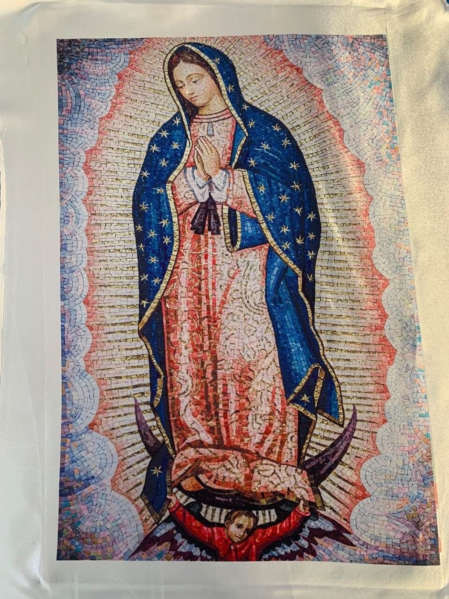 LA VIRGEN DE GUADALUPE METTALIC WALL CLOTH 25X20 MANTEL VIRGIN