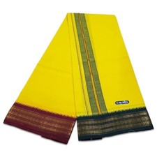 Men's Pure Cotton Dhoti, Lungi 2 Meter Colour Dhoti Yellow 2 meter