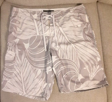 Old Navy Swim Board Shorts Mens Size L Tan/White Palm Trees Print NICE