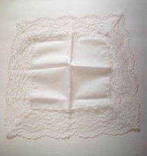 Vintage Ladies Hanky-White with a two-inch Lace on Edges - Bride Wedding Favors