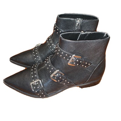 zyrannia pointy toe studded booties